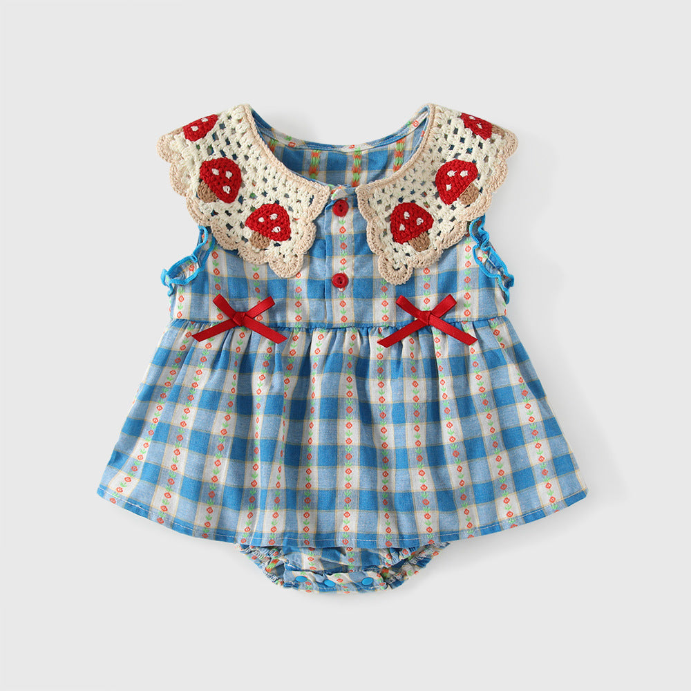 Infant Lapel Flounced Sleeve Bow Lace Collar Jumpsuit Jumpsuit, Climbing Suit