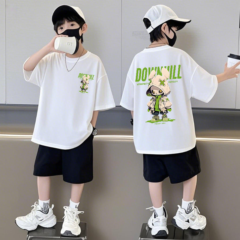 Pants Summer Loose Round Neck Half Cool Handsome Children's Suit