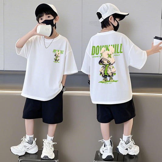 Pants Summer Loose Round Neck Half Cool Handsome Children's Suit