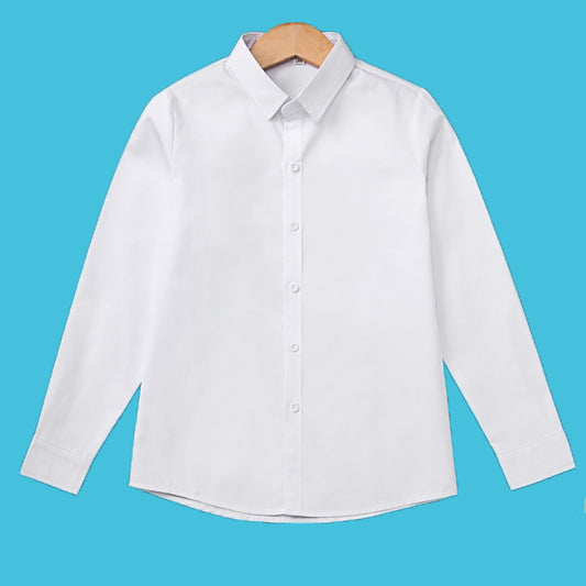 Polyester White Long-sleeved Middle School Primary Children's Shirt