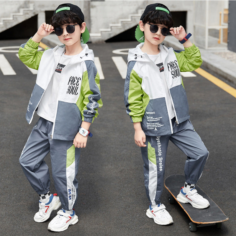 Children's Medium Large Sports Two Piece Set Handsome Fashionable Children's Suit