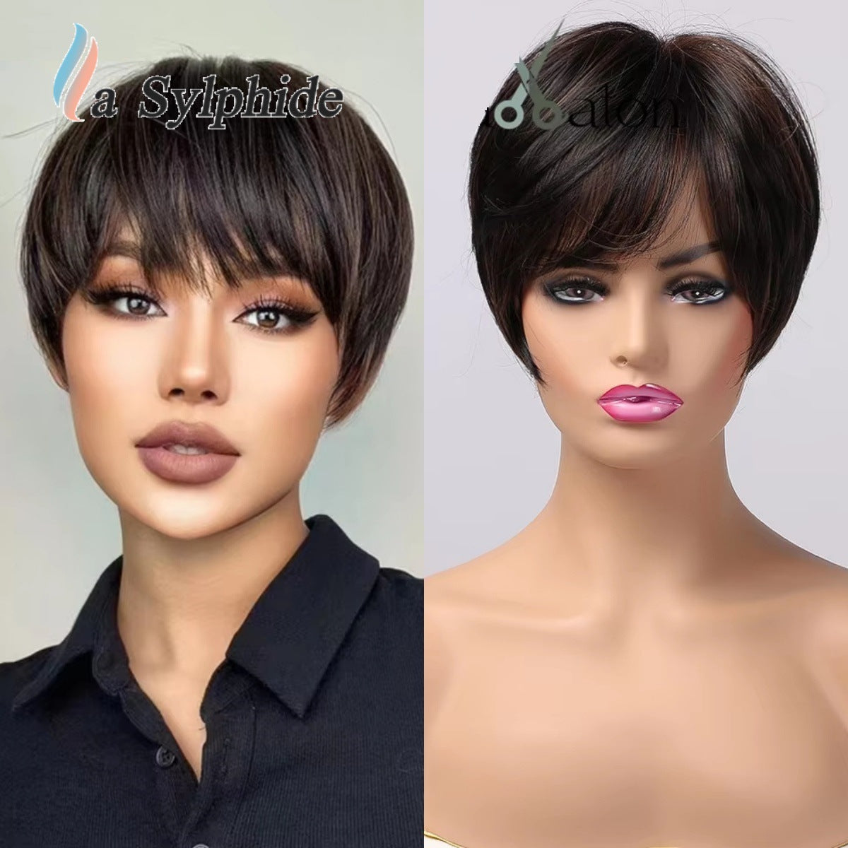 Female Rose Net Mechanism High Temperature Resistance Wig Short Straight Hair