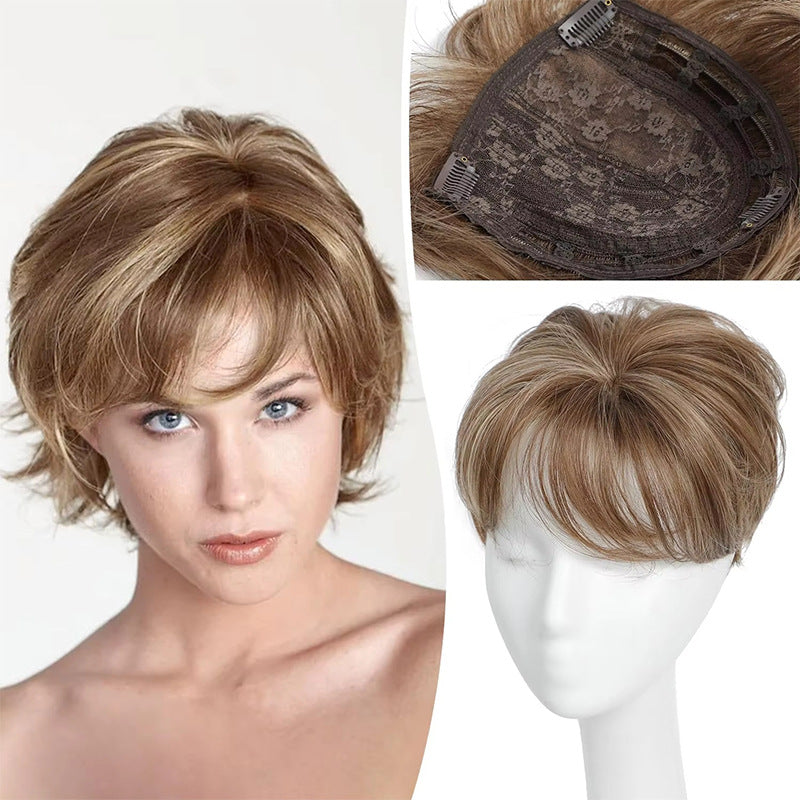 Women's Piece Head Hairpiece Chemical Fiber Increase Cover Wig Short Curly Hair