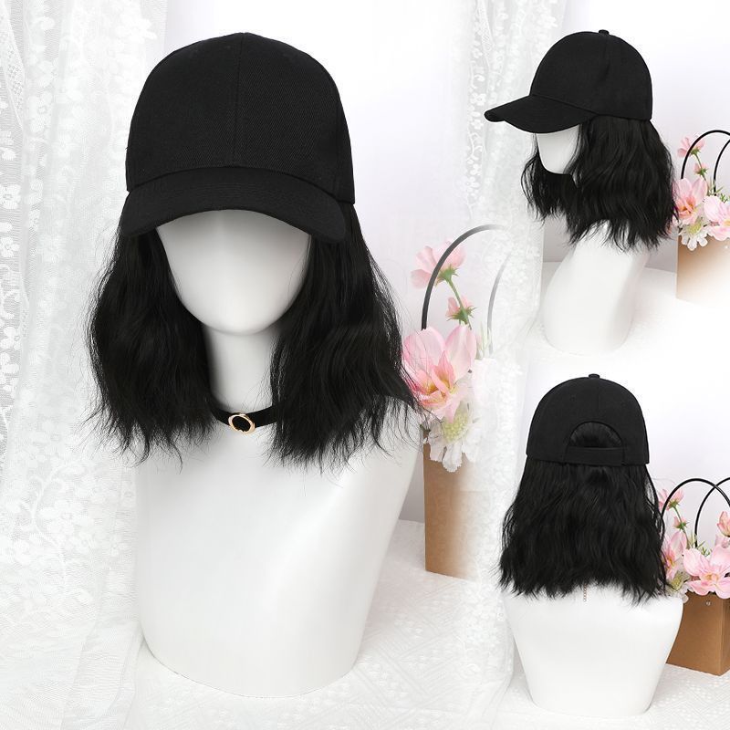 One Female Water Ripple Fashion Baseball Cap Simulation Natural Wig Short Curly Hair