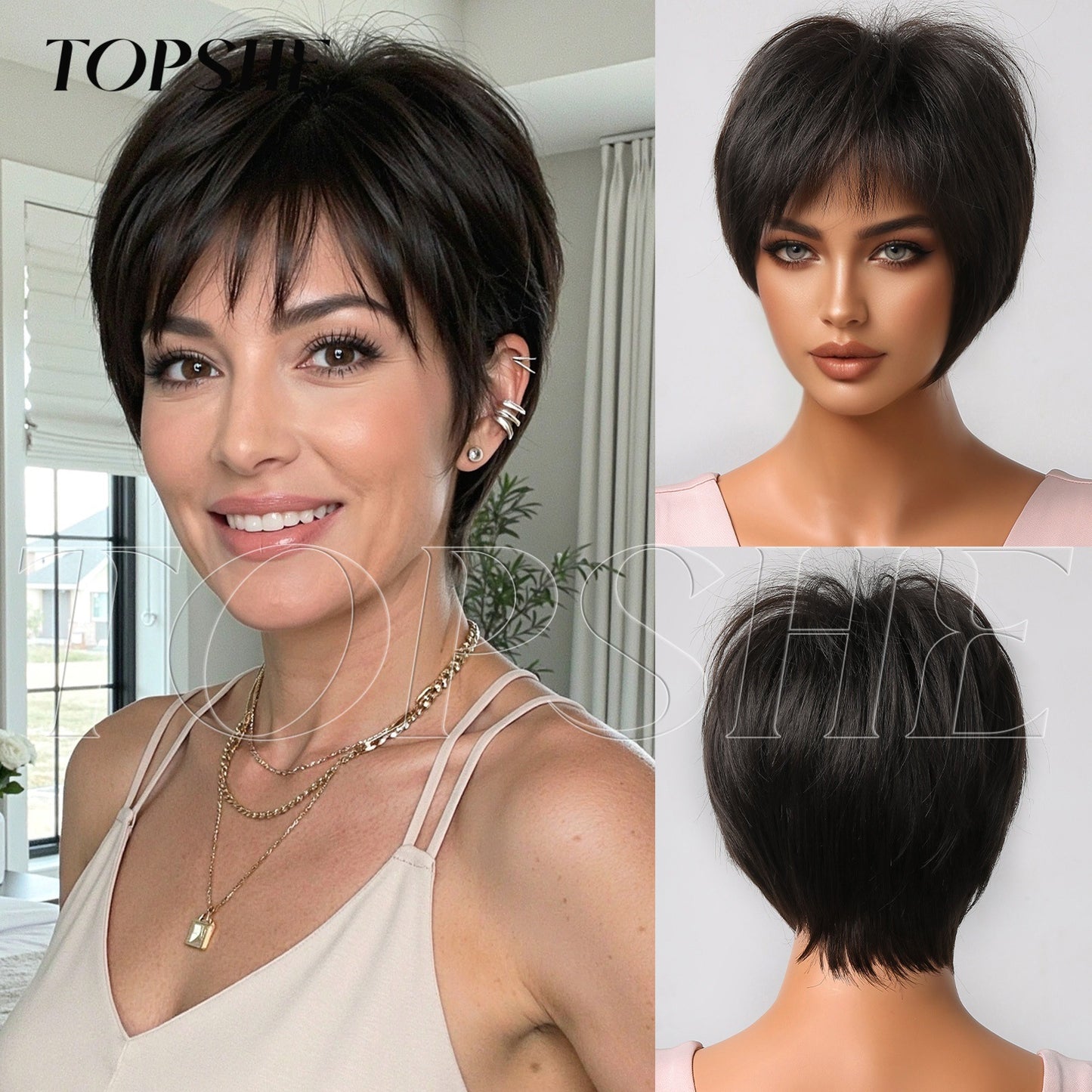 Fashion Female Natural Realistic Age Reducing Wig Short Straight Hair