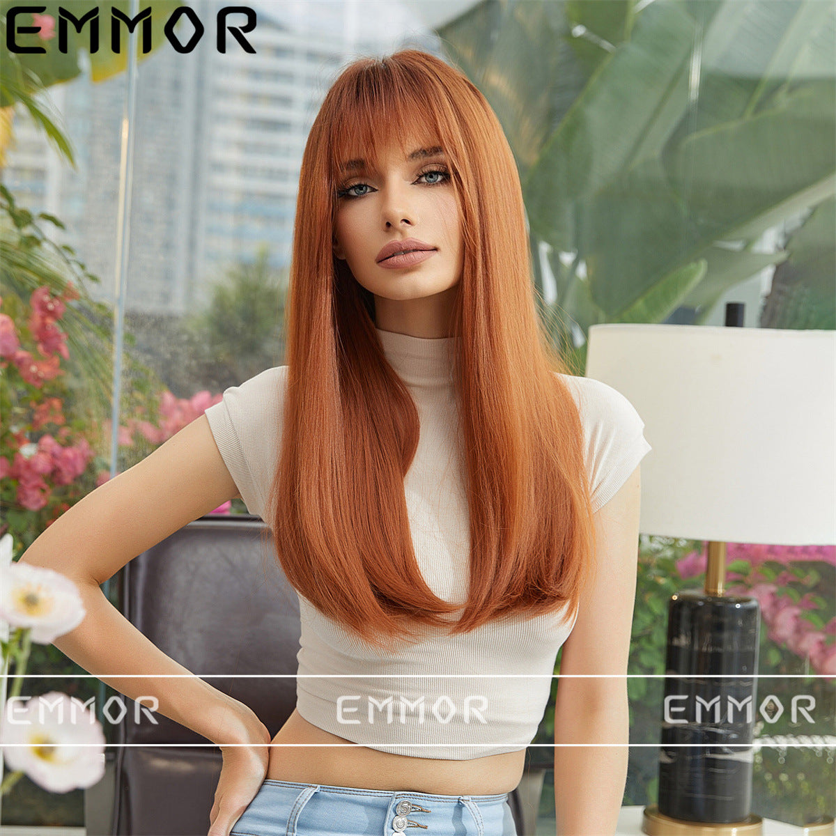 Female Hair Summer Travel White Color Long Straight Wig