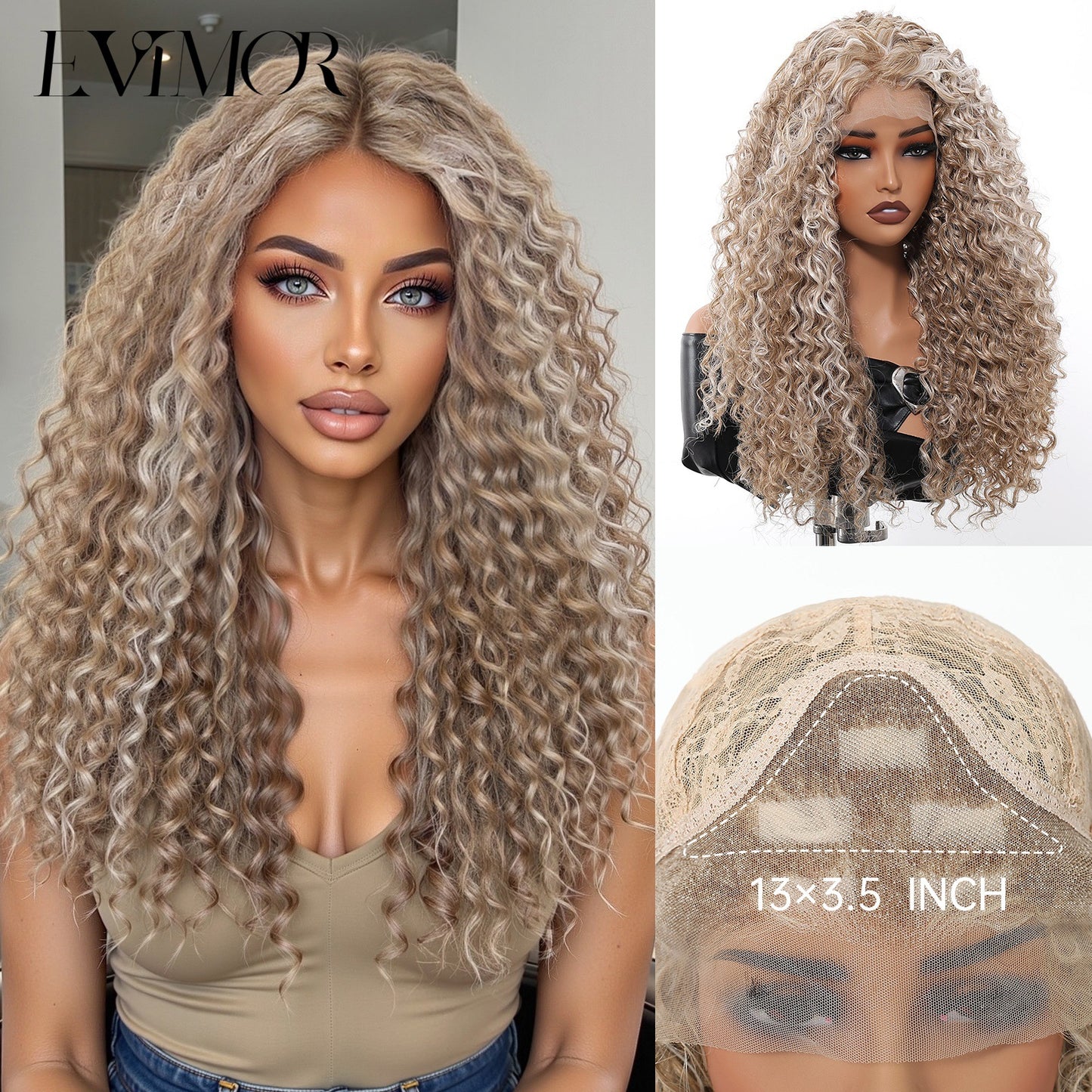 Small Curly Forehead Lace Mid-length Hair Wig Long Curls