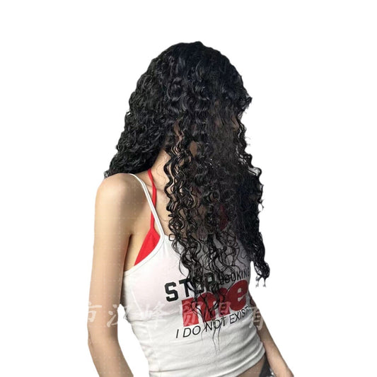 Fashion Fluffy Natural Air Bangs Small Roll Rose Net Head Wig Long Curls