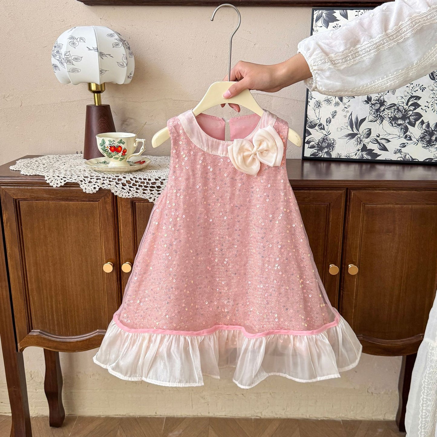 Summer Sleeveless Bow Mesh Cute Graceful Children's Dress