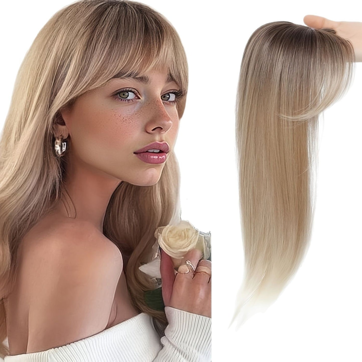 Gray Hair Sparse Air Bangs Piece Straight Wig