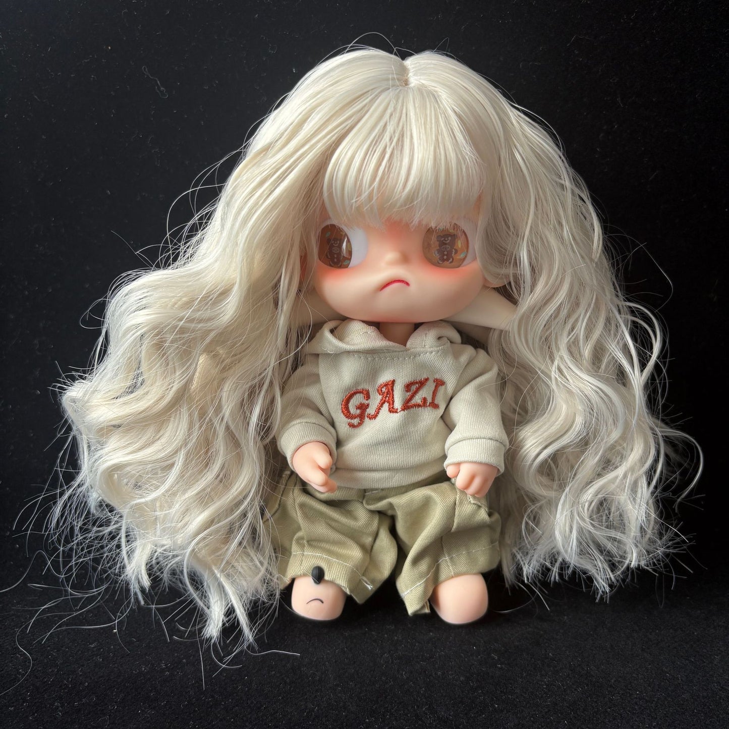 Gray White Bangs Long Curly Hair Gingerbread Man Sister Ga Cos Wig