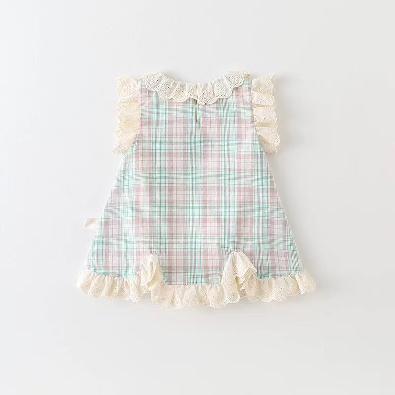 Cute Sleeveless Lace Dress Cartoon Outing Bloomer With Jumpsuit, Climbing Suit
