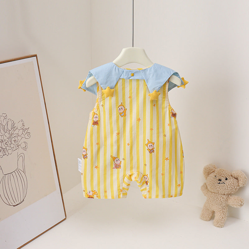 Style Cartoon Short-sleeved Rompers Western Star Dream Pocket Jumpsuit, Climbing Suit