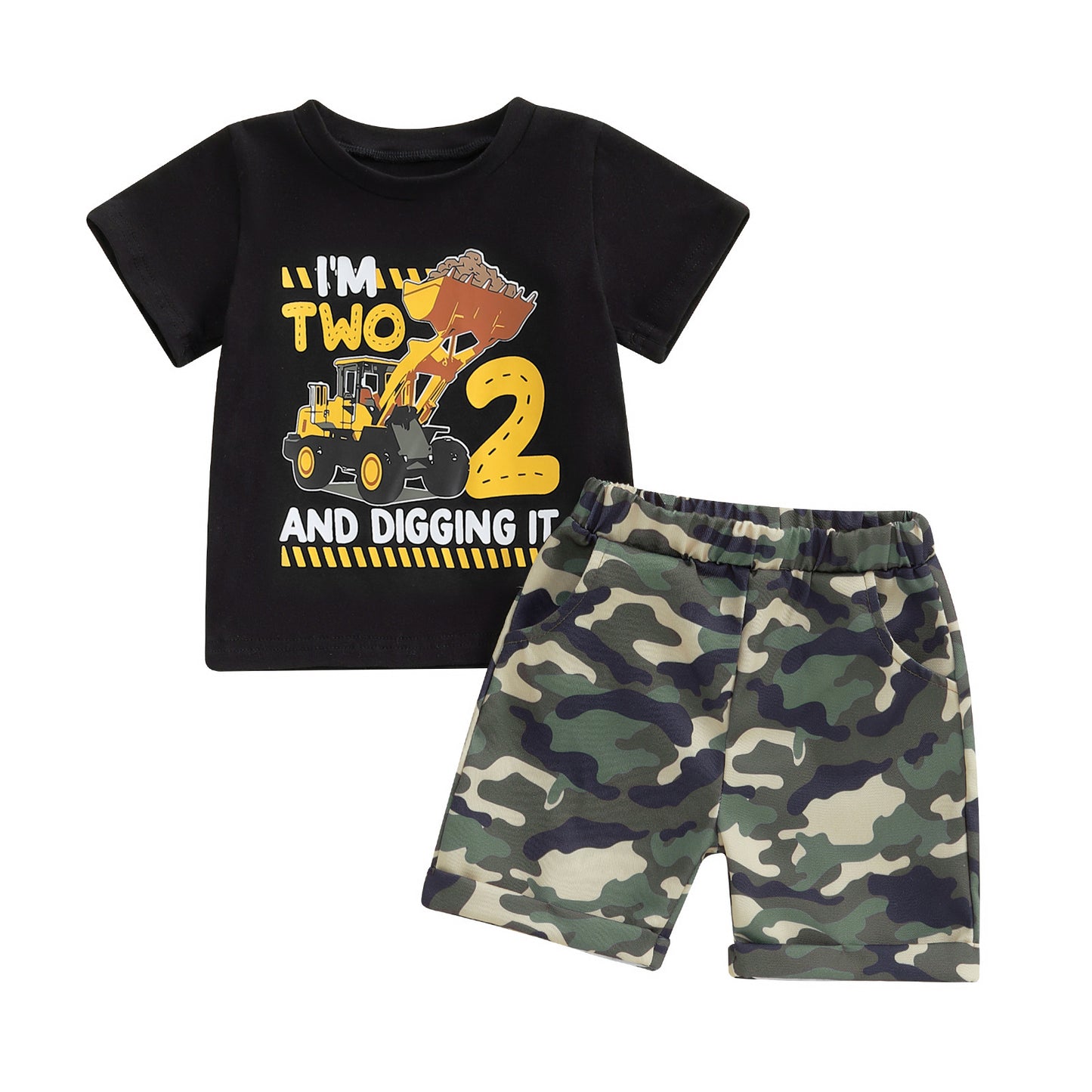 Boy Printed Short Sleeve Camouflage Shorts Children's Suit