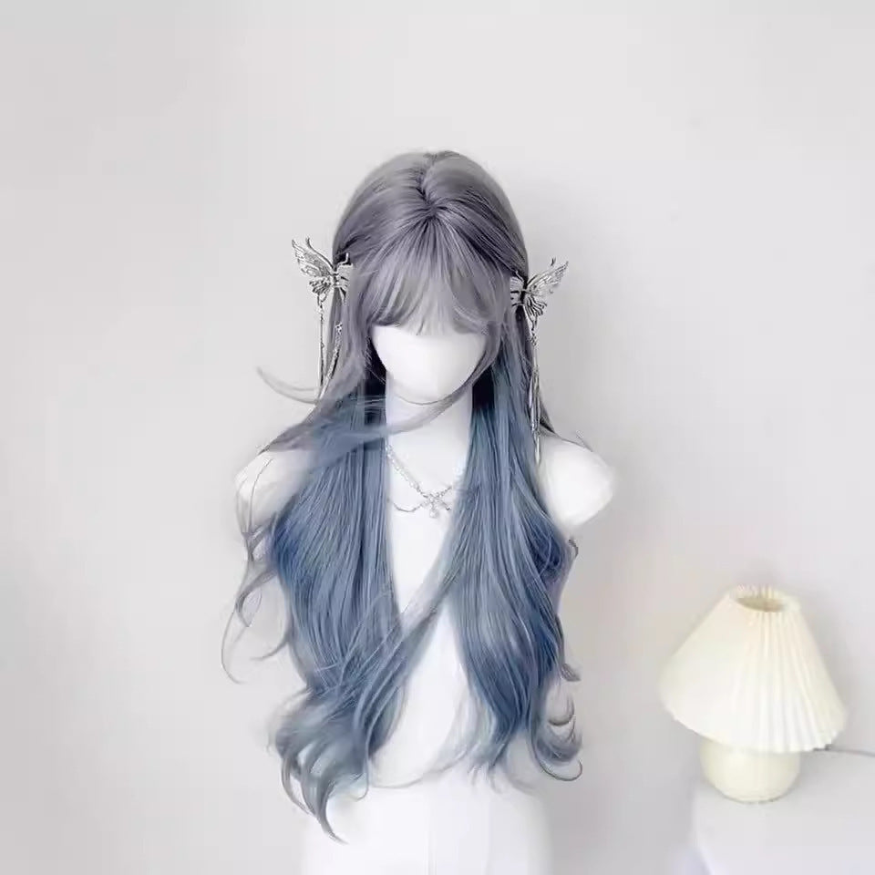 Air Straight Bangs Big Wave Gradient Curly Hair Natural Wig Long Curls