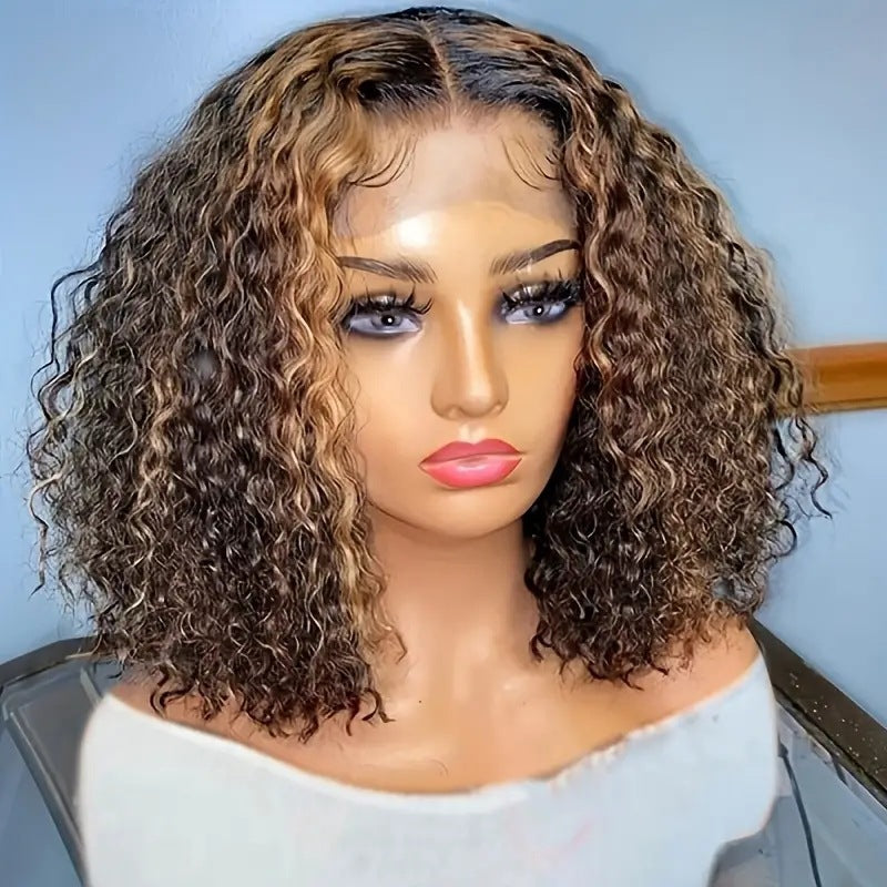 Women's Fashion Piano Color Hand Tube Wrapped Wig Short Curly Hair