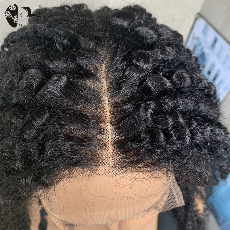 African Curly Hair Mixed Female Head Wig Long Curls