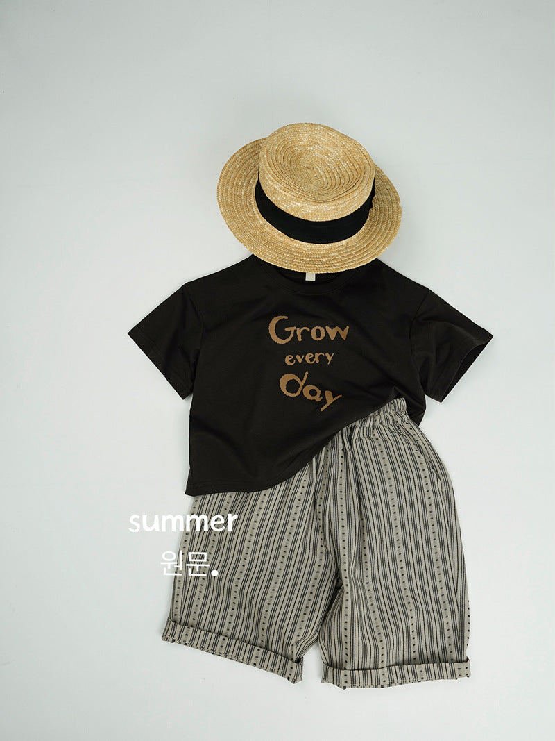 Children's Summer Korean Style Bermuda Shorts Boys Lightweight Striped Cropped Outer Children's Pants