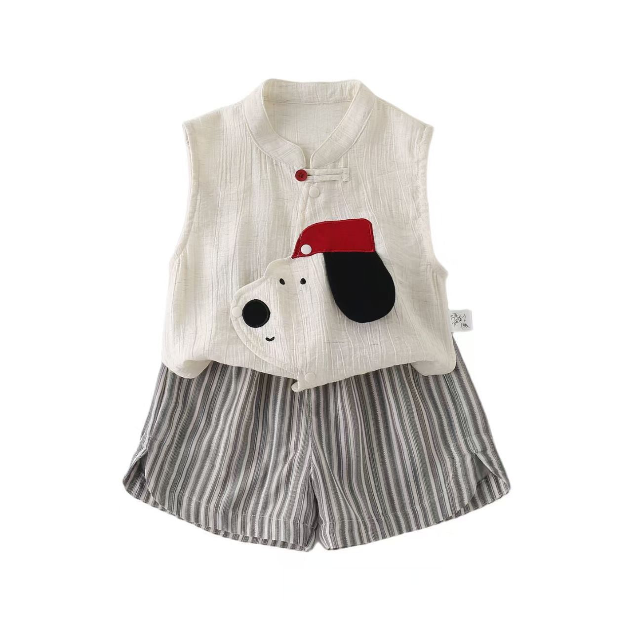 Children's Summer Sleeveless Stand Collar Cartoon Shorts Children's Suit