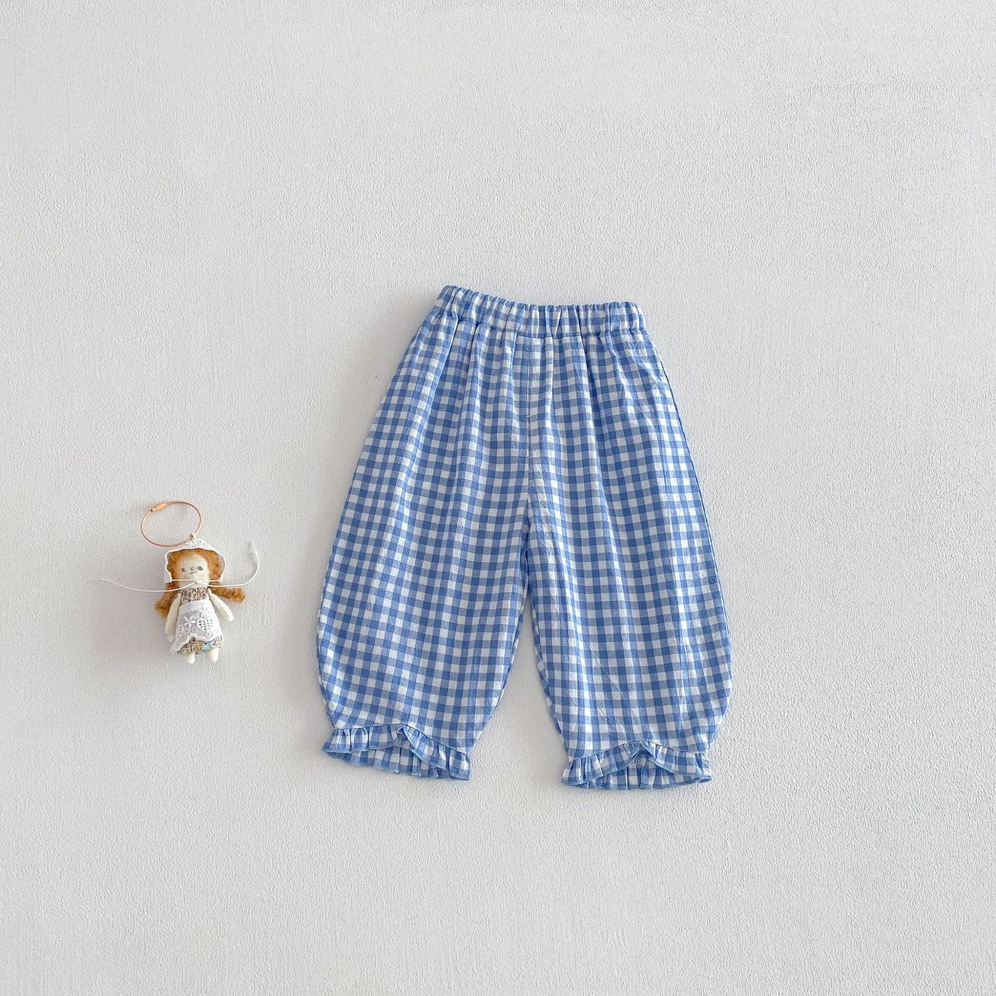 Plaid Casual Spring Korean Style Retro Children's Pants