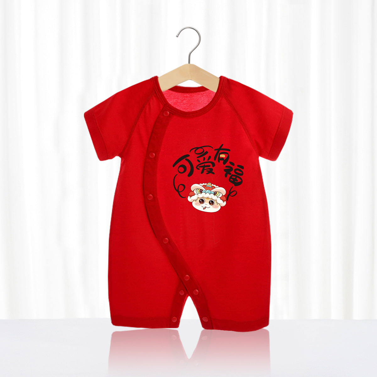 Thin Pure Cotton Red First Month Old Days Banquet Home Jumpsuit, Climbing Suit