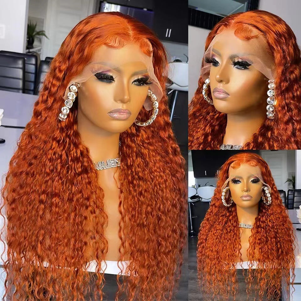 African Small Curly Wine Red Lace Wig Long Curls