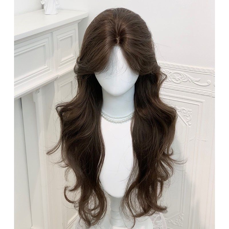 Women's Cold Brown Lace Mid-length Curly Hair Graceful Fashionable Wig Long Curls
