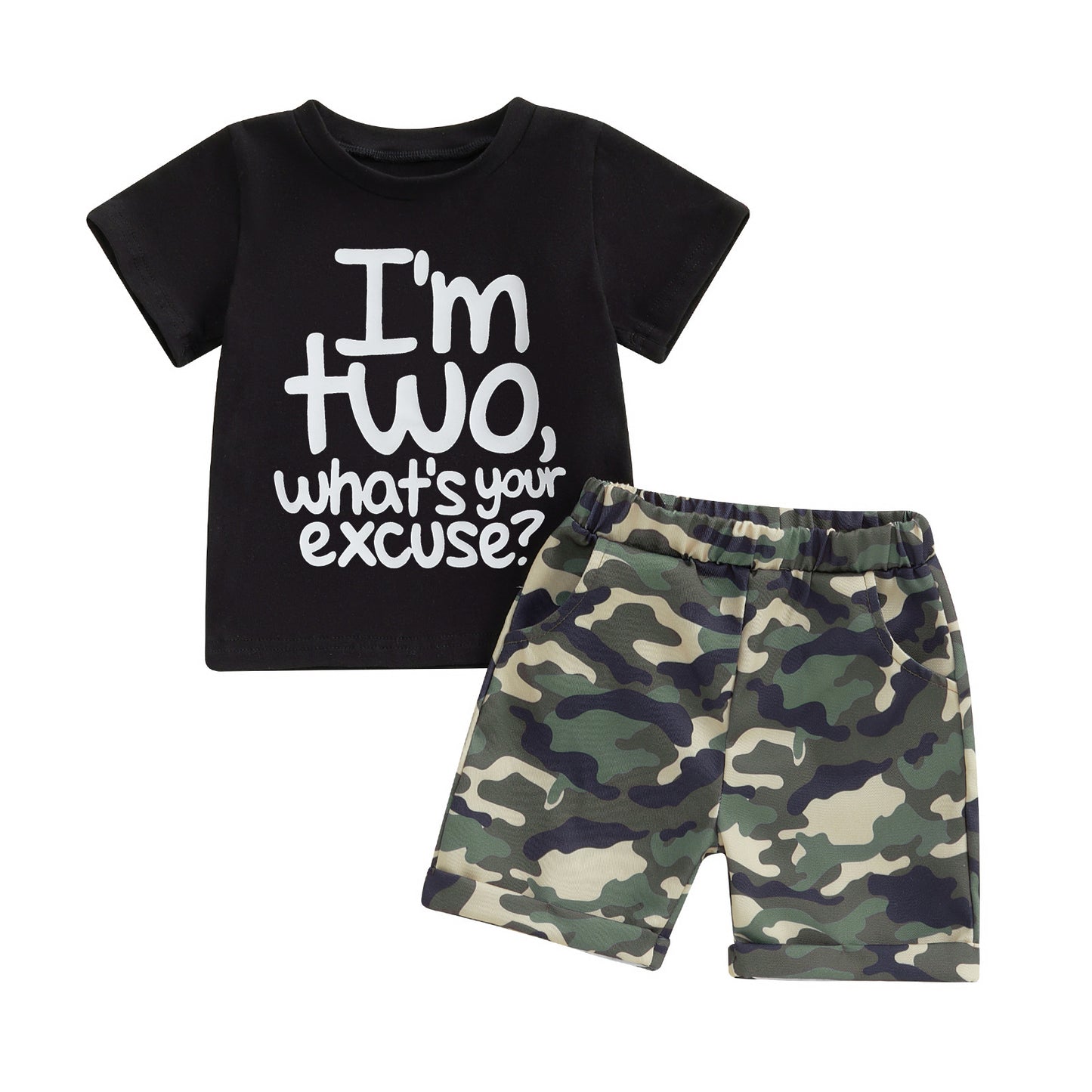 Boy Printed Short Sleeve Camouflage Shorts Children's Suit