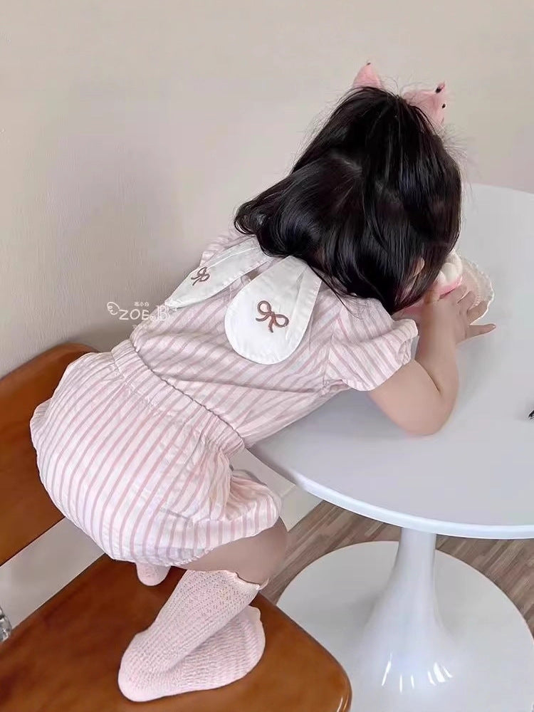 T-shirt Pants Summer Cartoon Pure Cotton Dress Thin Versatile Children's Suit