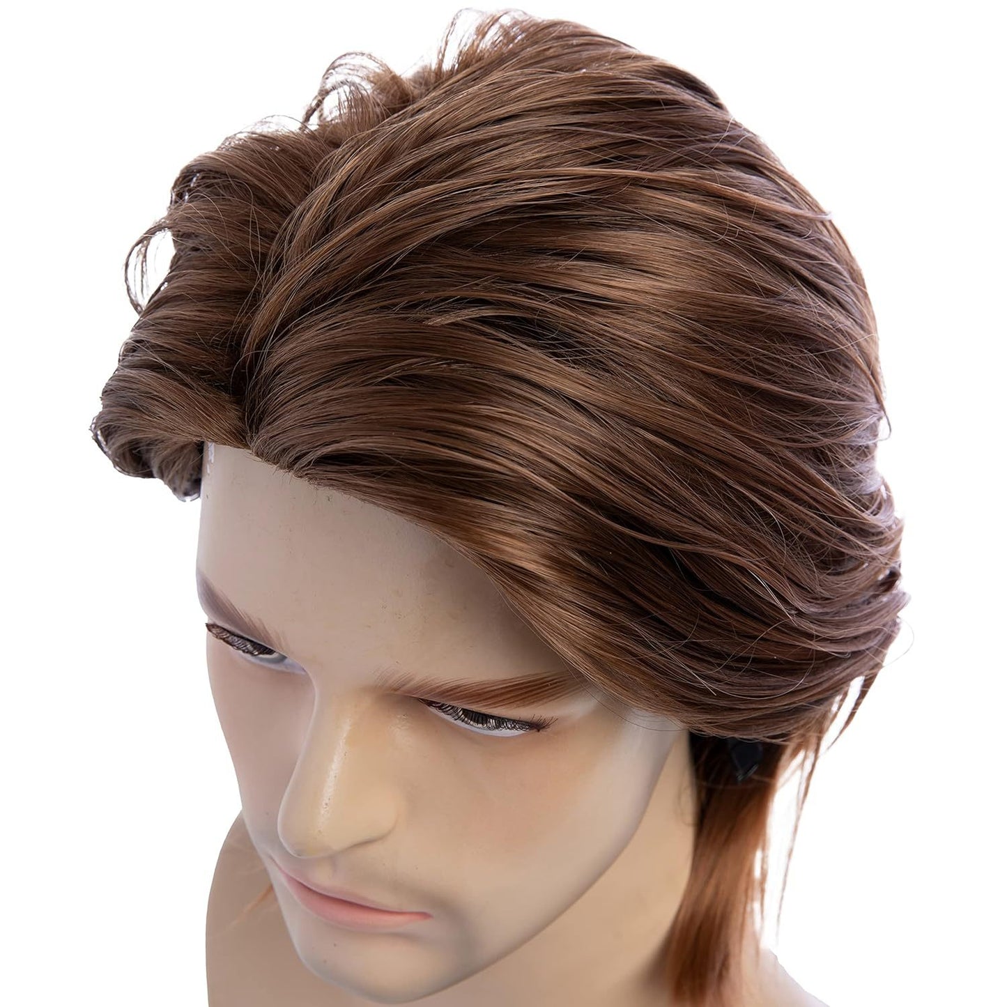 Men's Brown Fashion Medium Long Hair Synthetic Men's Wig