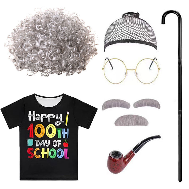 Cool Graceful Grandpa School Clothing Set Cos Wig