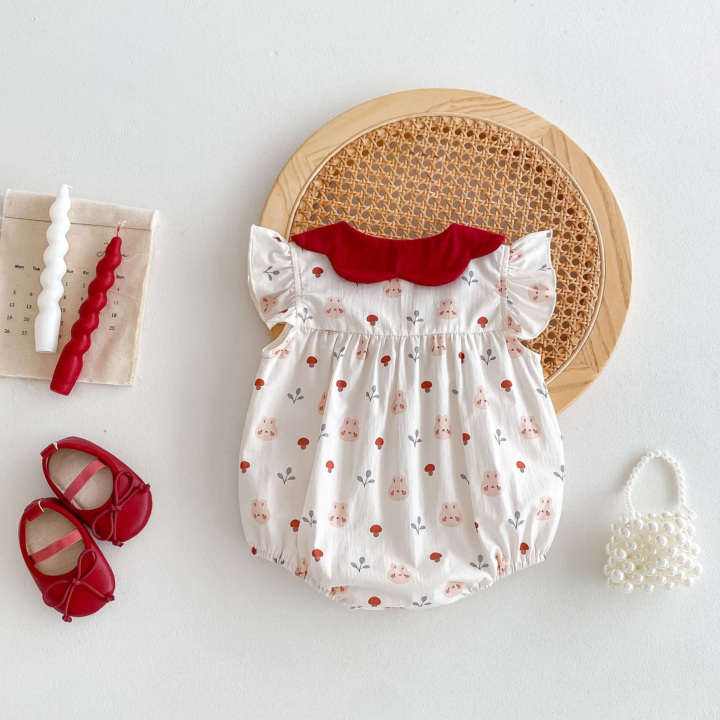 Babies Summer Princess Rompers Butterfly Collar Thin Jumpsuit, Climbing Suit