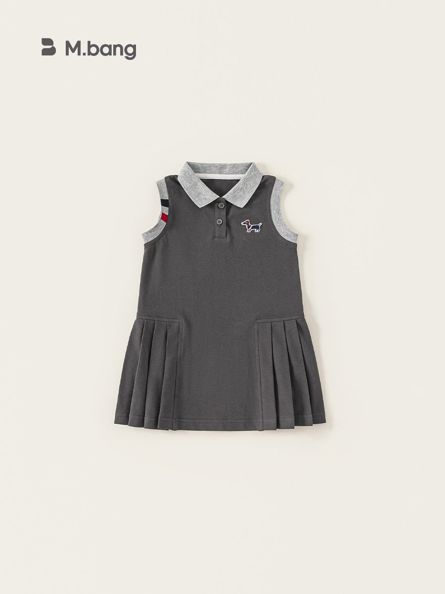 Children's Preppy Style Collar Vest Summer Loose Children's Dress