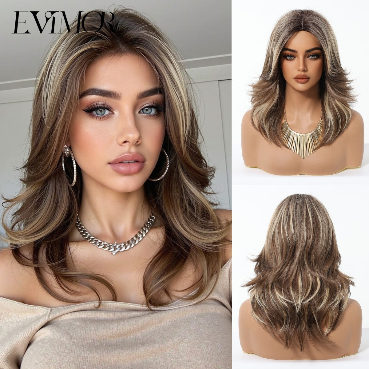Type Bangs Curly Natural Fashion Top Wig Long Curls