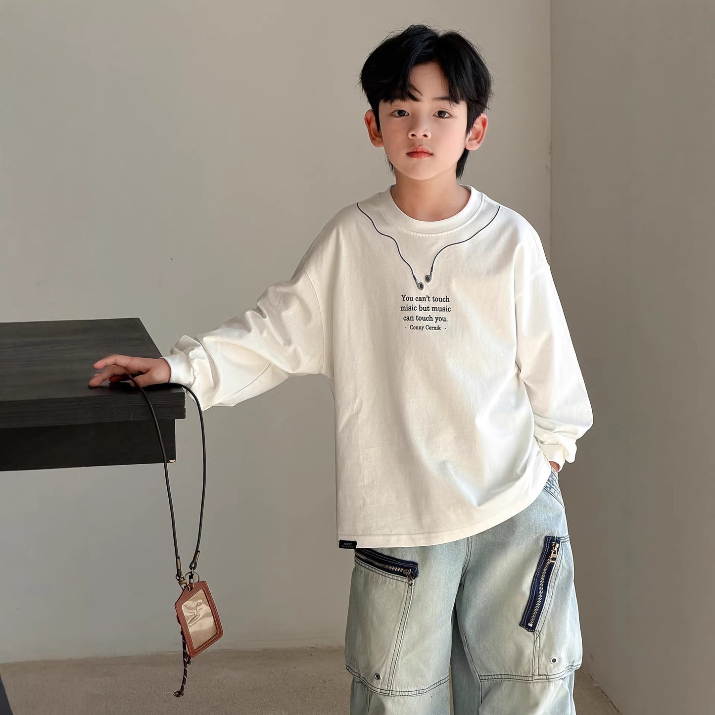 Boy's Long-sleeved Wear Pu Handsome Bottoming Top Boys Spring Children's T-shirt