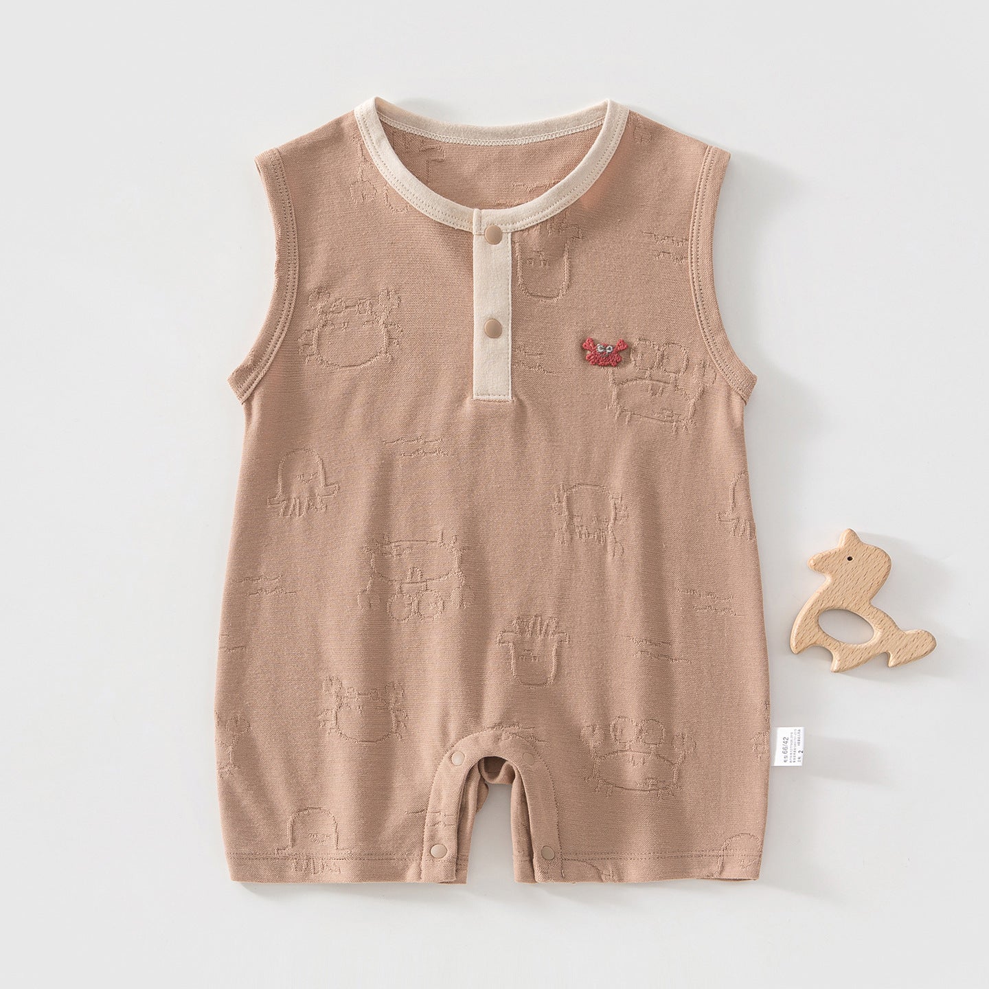 Pure Cotton Class Jacquard Sleeveless Romper Thin One-piece Air Conditioning Jumpsuit, Climbing Suit