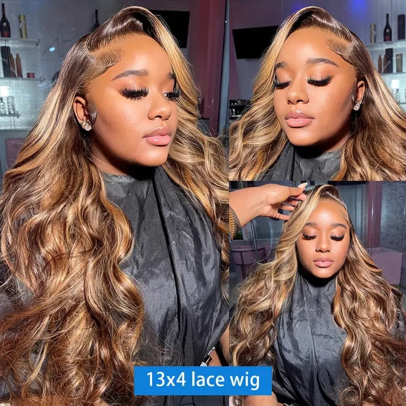 Front Lace Big Wave Curly Hair Highlight Female Fashion Piano Wig Long Curls