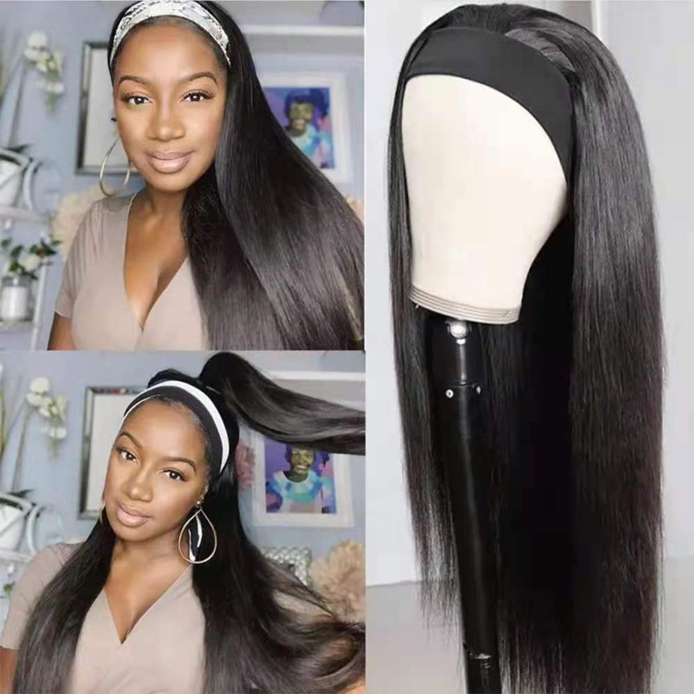 Turban Fashion Curly Hair Band Synthetic Long Straight Wig