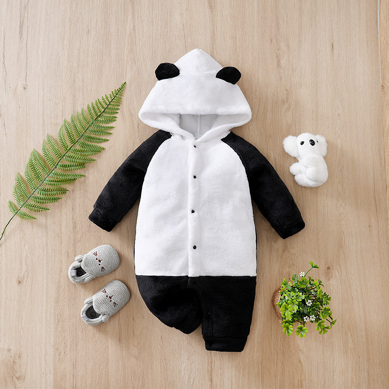 Winter Flannel Jumpsuit Cartoon Fleece-lined Going Out Jumpsuit, Climbing Suit
