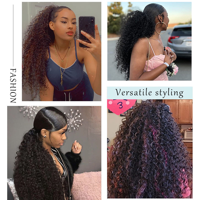 African Small Volume Drawstring Long Hair Wig Ponytail