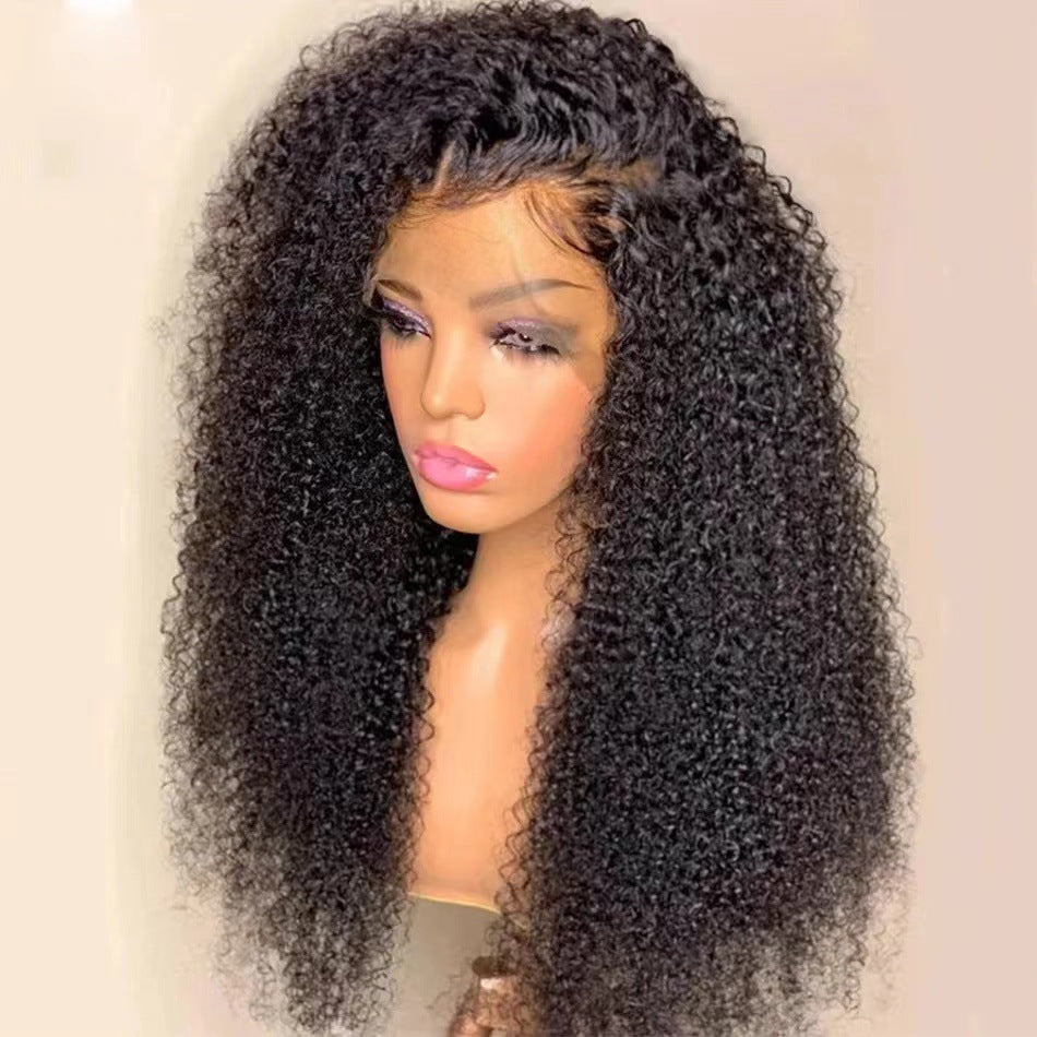 Women's African Wigs With Small Curly Hair Front Lace Head Wig Long Curls