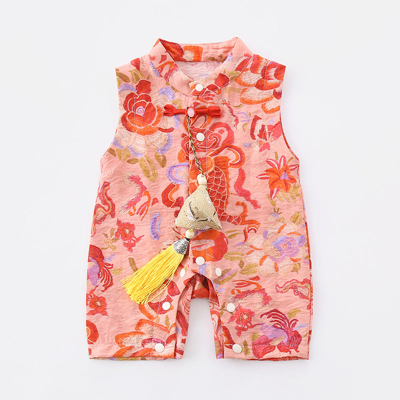 Summer Clothes Brother Sister Sleeveless Cheongsam Jumpsuit, Climbing Suit