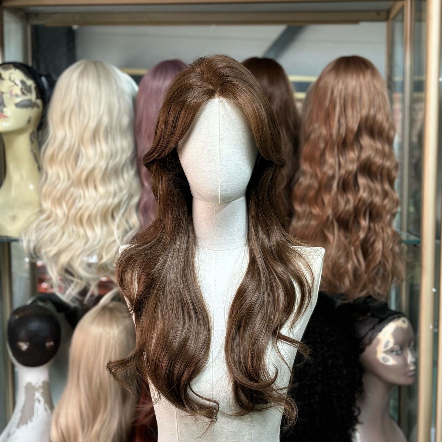Women's Curly Hair Bangs Head Cover Invisible Needle Leather Imported Wig Long Curls