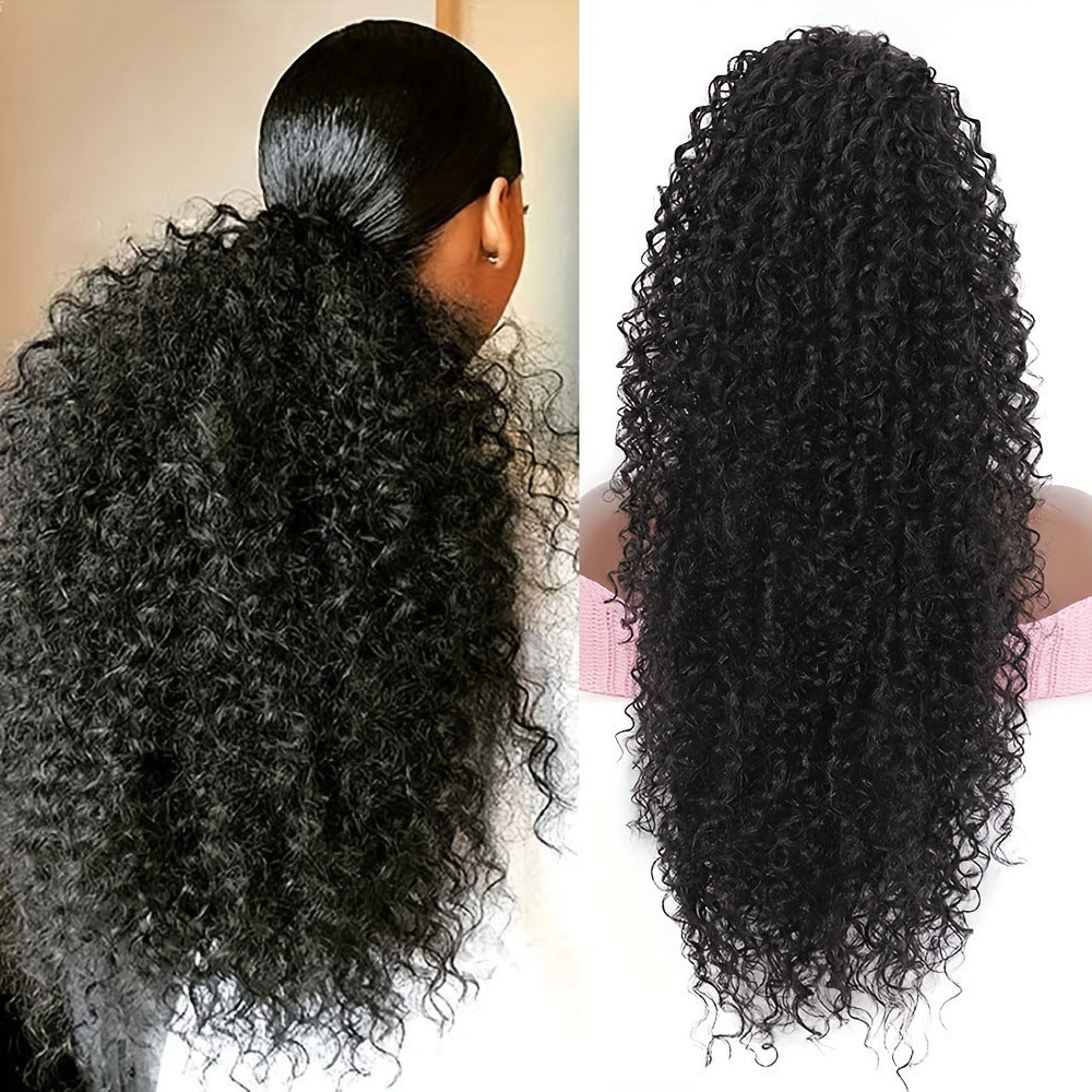 African Female Fluffy Curly Gradient Color Drawstring Wig Ponytail