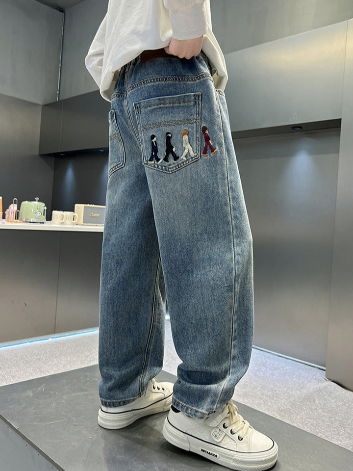 Boy's Jeans Casual Loose Fashionable Teens Children's Pants