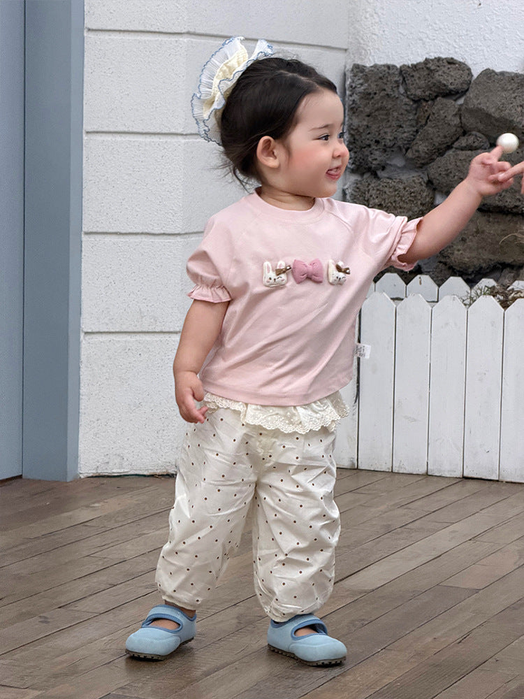 Style Clothes For Babies Thin Clothing Short Sleeve Cartoon Children's Suit
