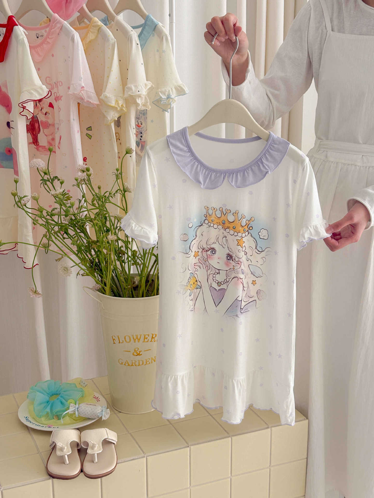 Summer Floral Nightdress Lotus Leaf Skirt Children's Dress