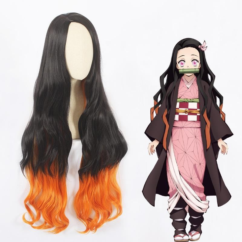 No Ghost Kitchen Door Gradient Brown Curly Cos Wig