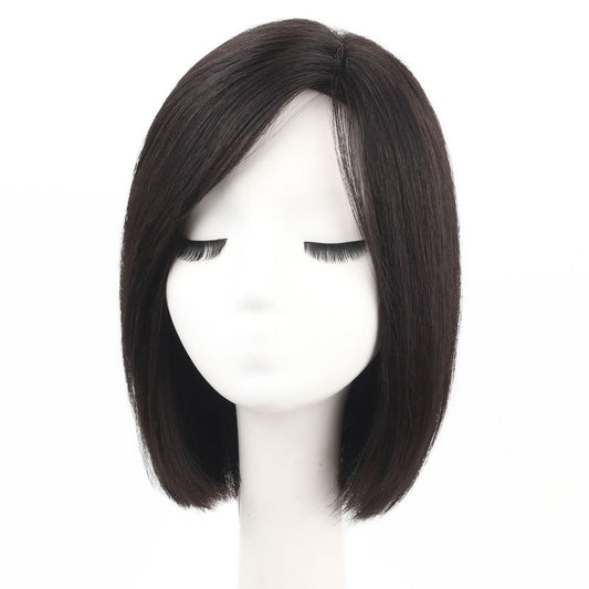 Women's Human Split Headgear Long Wave Forehead Real Hair Wig
