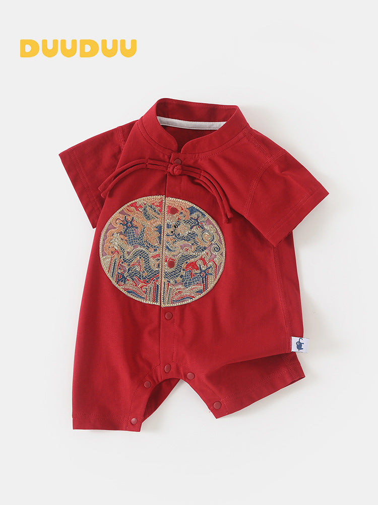 One Month Old Jumpsuit Summer Short Sleeve Thin Romper Jumpsuit, Climbing Suit